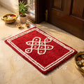 ROYAL TREND Red Kolam Design Door Mat, Traditional Indian Rangoli Pattern, Entrance Rug
