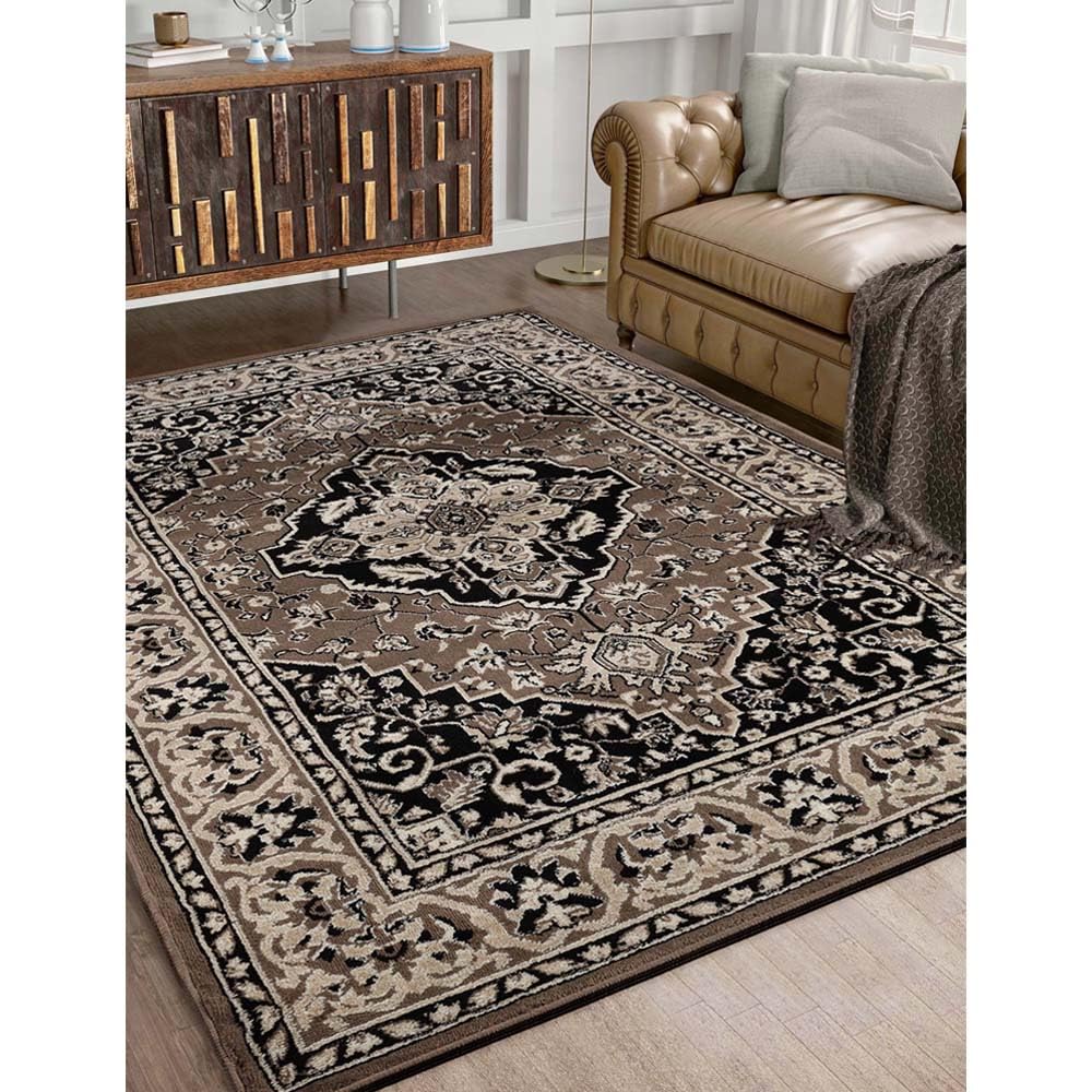 Superior Indoor Area Rug, Jute Backed, Traditional Oriental Medallion, Perfect for Hallway, Entryway, Living Room, Bedroom, Offi