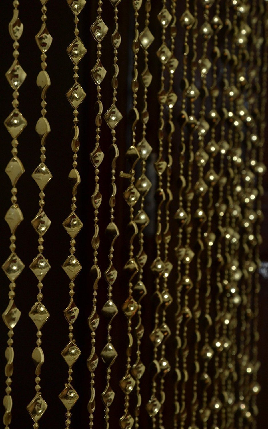 PINDIA Strings Bead Curtain Kite Fancy Sparkling Curtain (Golden, 7 Feet, Solid)
