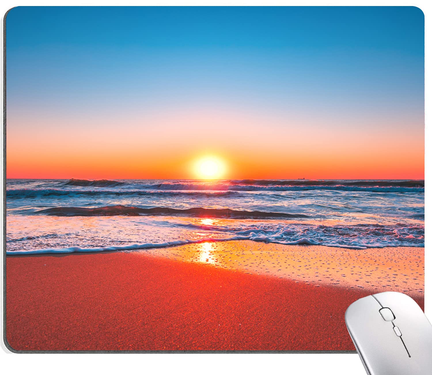 Mouse Pad, Beach Mouse Pad Custom Design, Square Waterproof Mouse Pad Non-Slip Rubber Base Mousepads For Office Laptop, 9.5'X7.