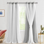 Hiasan Mix & Match Blackout Curtains with Sheer, Thermal Insulated Privacy Double Layer Grommet Window Curtains for Bedroom, Liv
