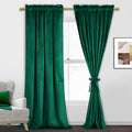 Jiuzhen Green Velvet Curtains 96 Inches - Super Soft Retro Blackout Velvet Drapes Room Darkening Window Drapes For Living Room/D