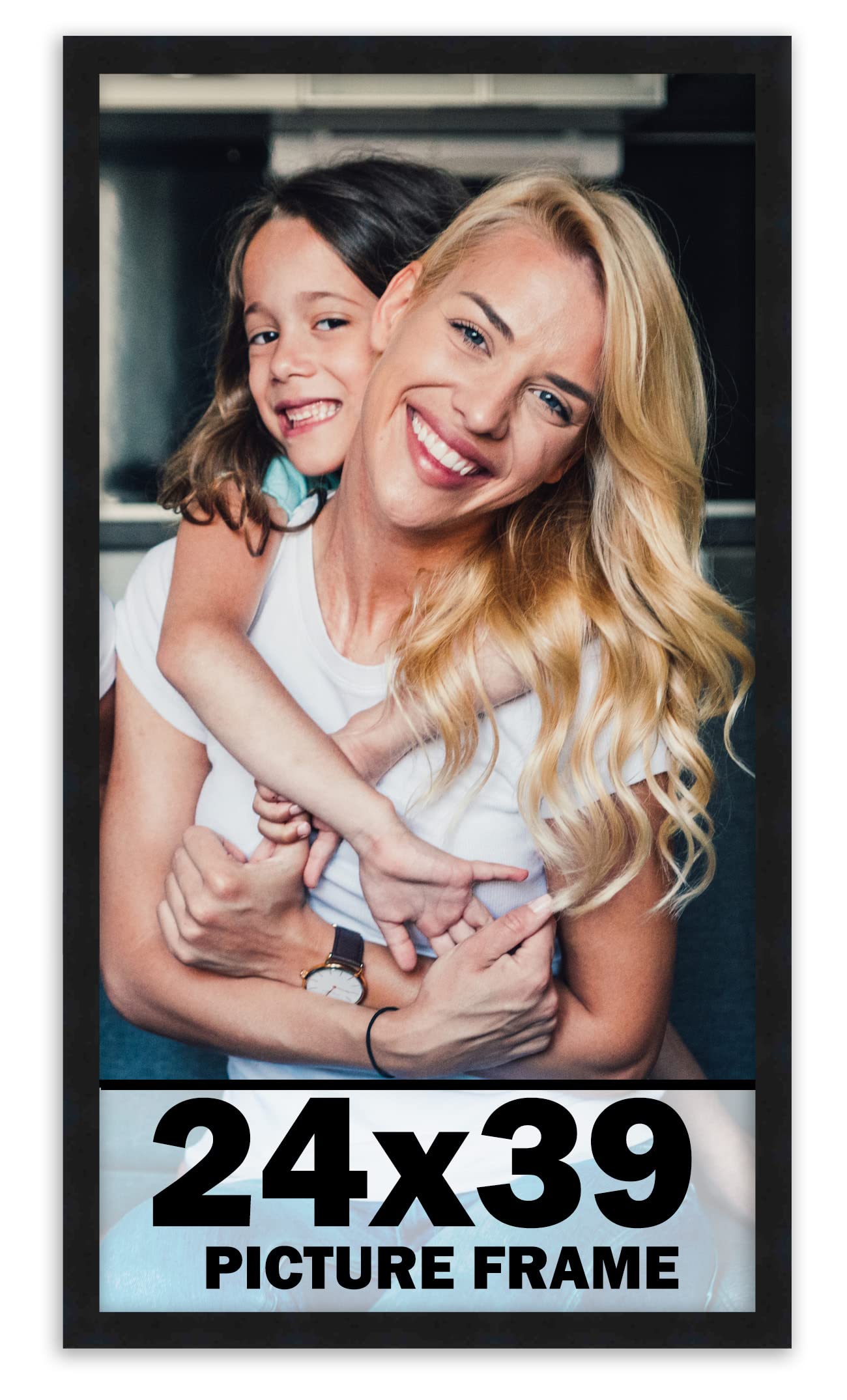 24x39 Frame Black Picture Frame - Complete Modern Photo Frame Includes UV Acrylic Shatter Guard Front, Acid Free Foam Backing Bo