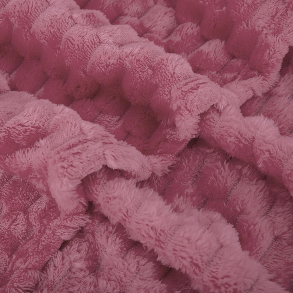 Dusty Pink Throw Blanket 60''  80'' Inches Gifts For Mom Fuzzy 3D Jacquard Decorative Flannel Fleece Super Soft Plush Cozy Blank
