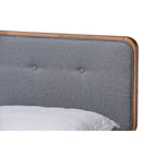Baxton Studio Natalia Mid-Century Modern Dark Grey Fabric Upholstered and Ash Walnut Finished Wood Queen Size Platform Bed