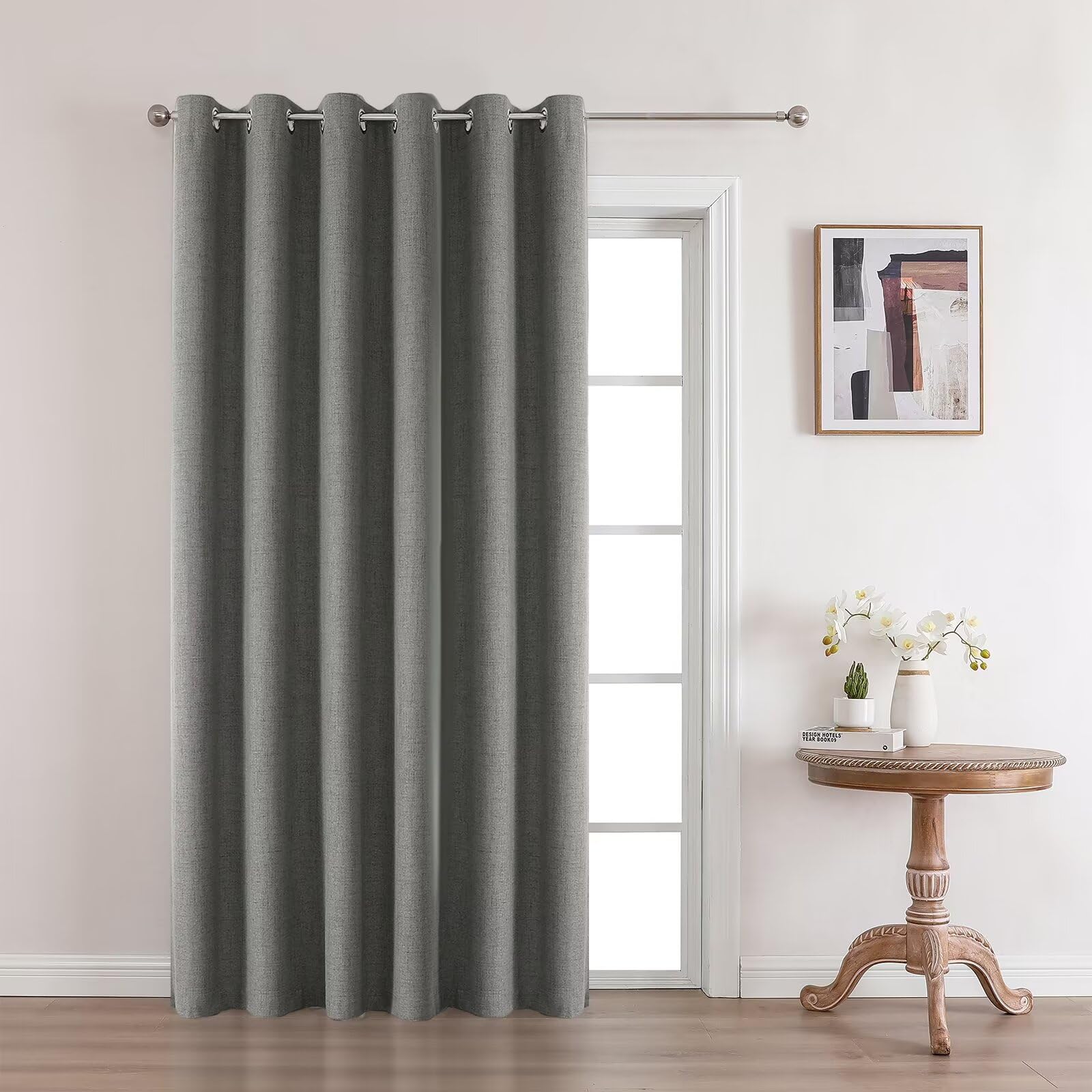 Joydeco Blackout Room Divider Curtains, Grey Extra Wide Sliding Door Curtains Living Room Curtains, 1 Panel 70X90 Inch Patio Doo