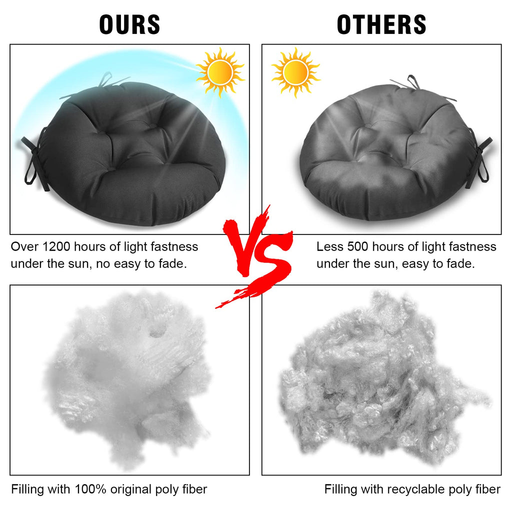 Gueglsa Outdoor Round Tufted Cushions, 15 Inch Bistro Chair Cushions With Ties, High Uv Resistant Round Chair Pads For Patio Bis
