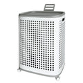 Pupustar Plastic Laundry Basket on Wheels with Lid & Handle, Large