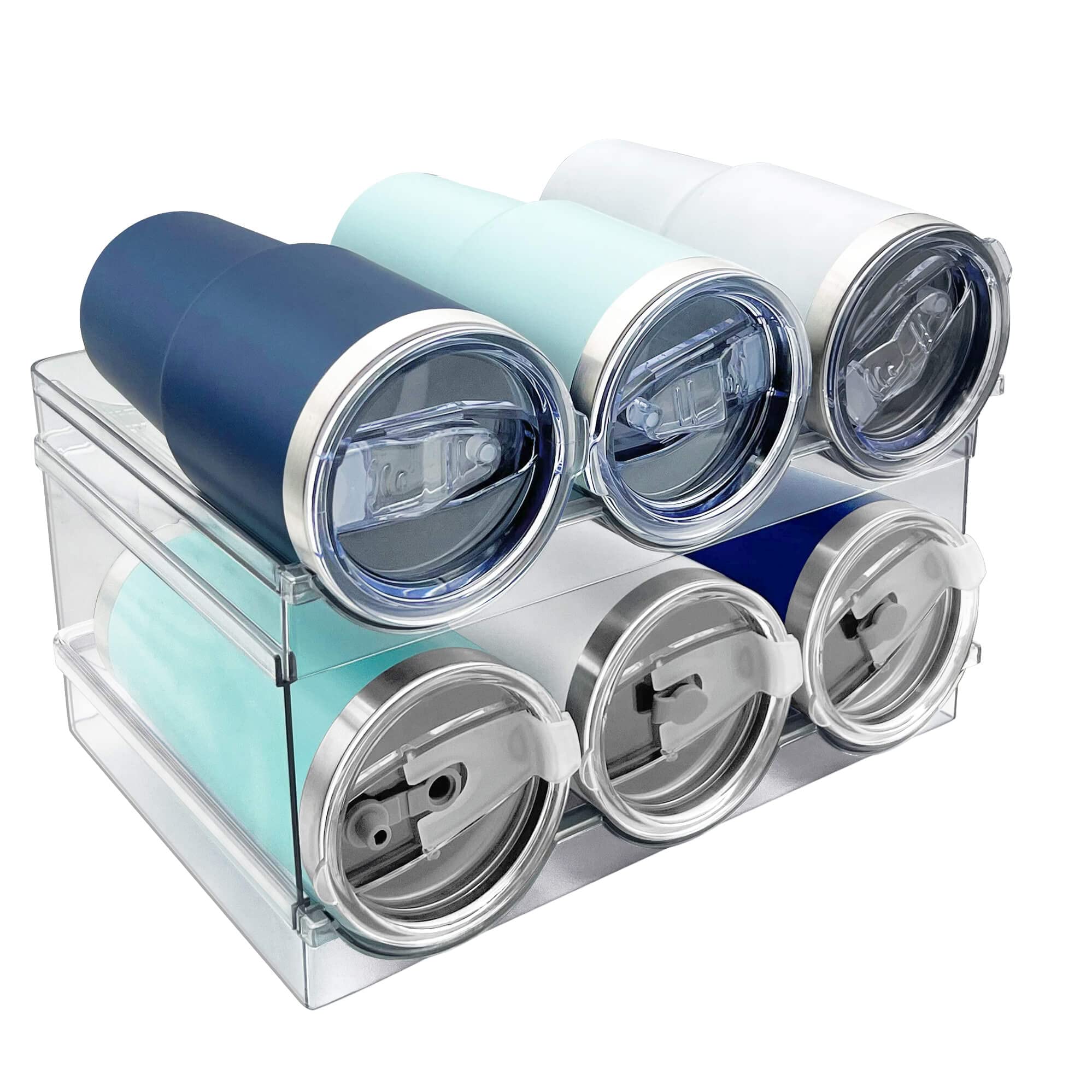 Spaclear 2 Pack Water Bottle Organizer, Stackable Kitchen Pantry Storage Shelf, Plastic Water Bottle Holder For Cabinet And Frid