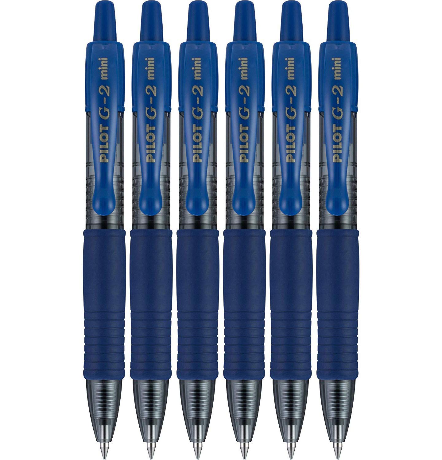 Value Pack Of 6 Pilot G2 Mini Retractable Gel Ink Rolling Ball Pen, Fine Point, Blue Ink (31211)