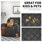 Easy-Going Oversized Recliner Sofa Cover, Reversible Couch Cover For 3 Seat Recliner, Split Sofa Cover For Each Seat With Elastic Straps For Kids, Dogs, Pets (3 Seater, Dark Gray/Dark Gray)