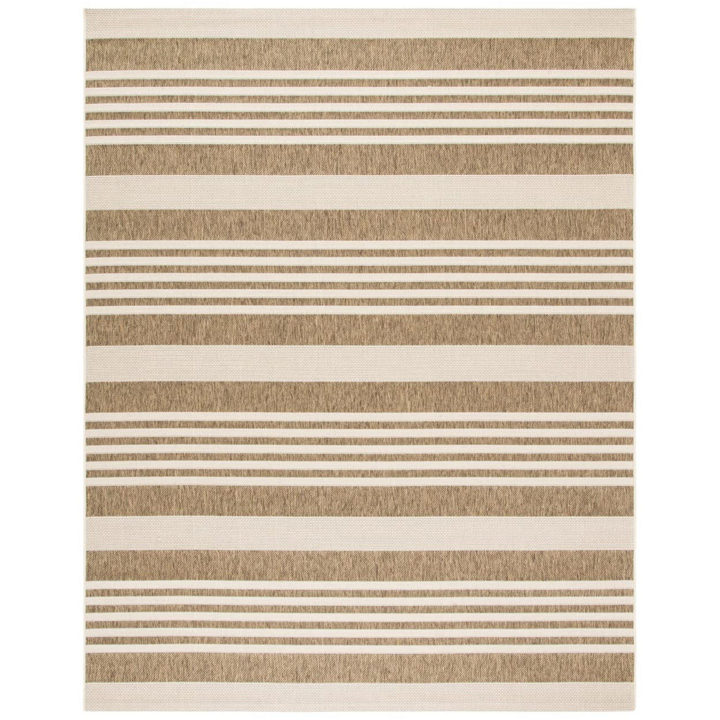 SAFAVIEH Courtyard Collection 8' x 10' Brown/Bone CY6062 Stripe Indoor/ Outdoor Waterproof Easy Cleaning Patio Backyard Area Rug