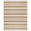 SAFAVIEH Courtyard Collection Area Rug - 9' x 12', Brown & Bone, Stripe Design, Non-Shedding & Easy Care, Indoor/Outdoor & Washa