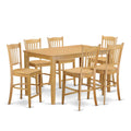 East West Furniture CAGR7H-OAK-W 7 Piece Counter Height Dining Set Consist of a Rectangle Kitchen Table and 6 Dining Room Chairs, 36x60 Inch, Oak