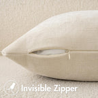 Miulee Pack Of 2 Decorative Throw Pillow Covers Soft Chenille Throw Pillows Solid Textured Cushion Covers For Couch Sofa Bedroom Living Room 18X18 Inch, Light Beige