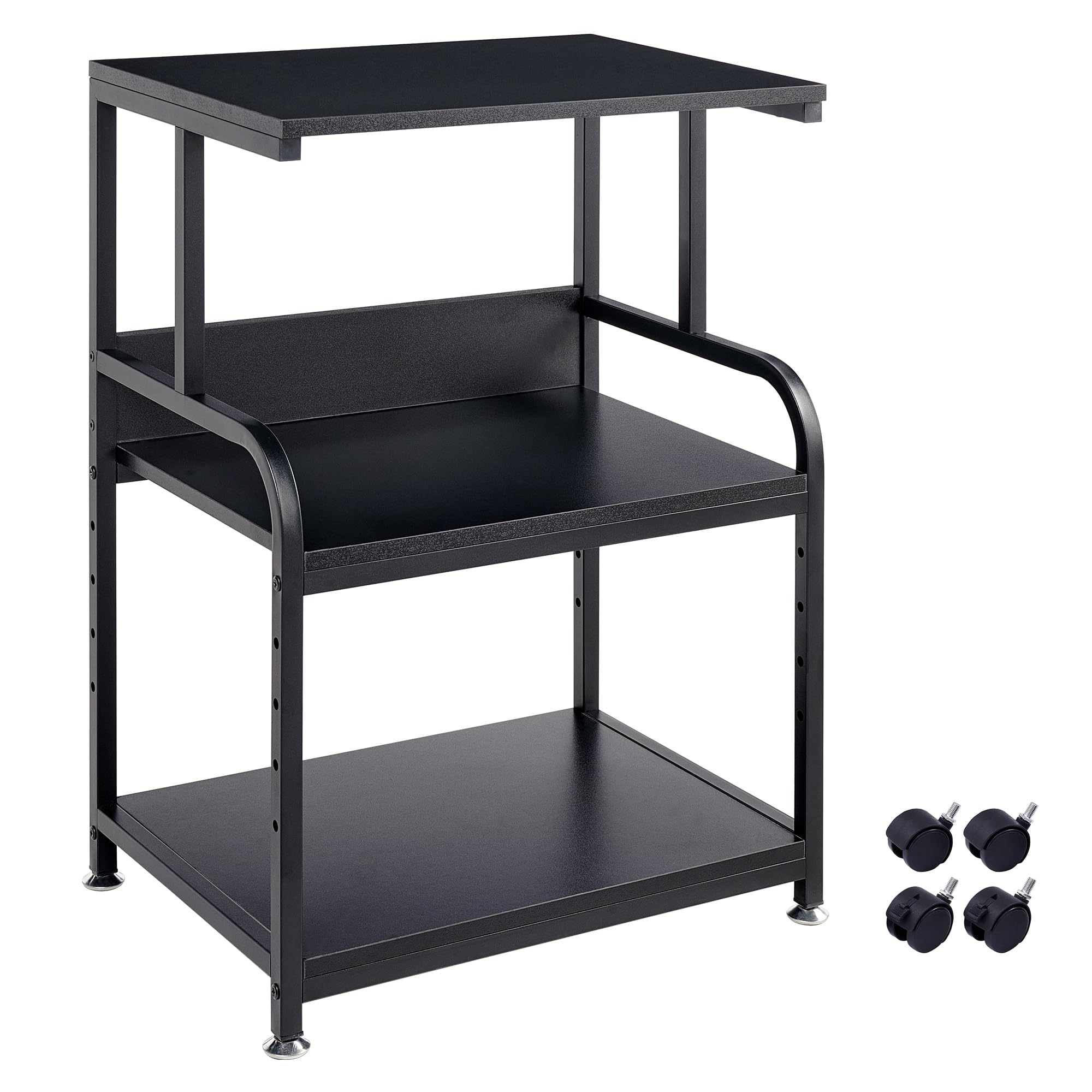 Fannova Printer Stand, 3 Tier Printer Table With Height Adjustable Storage Shelf, Rolling Printer Cart With Wheels For Home Offi
