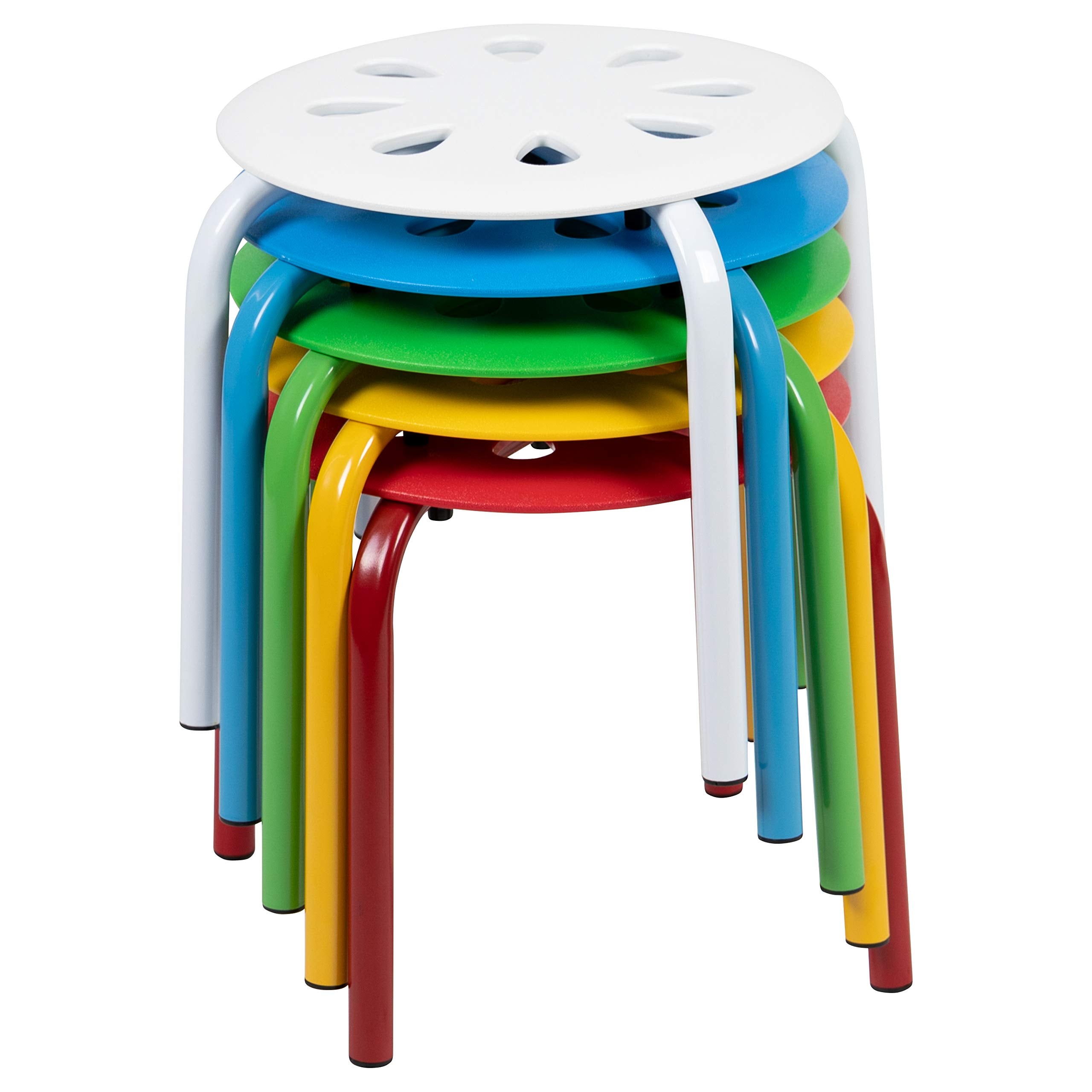 Flash Furniture Bentley Plastic Nesting Stack Stools, 11.5&quot;Height, Assorted Colors (5 Pack)