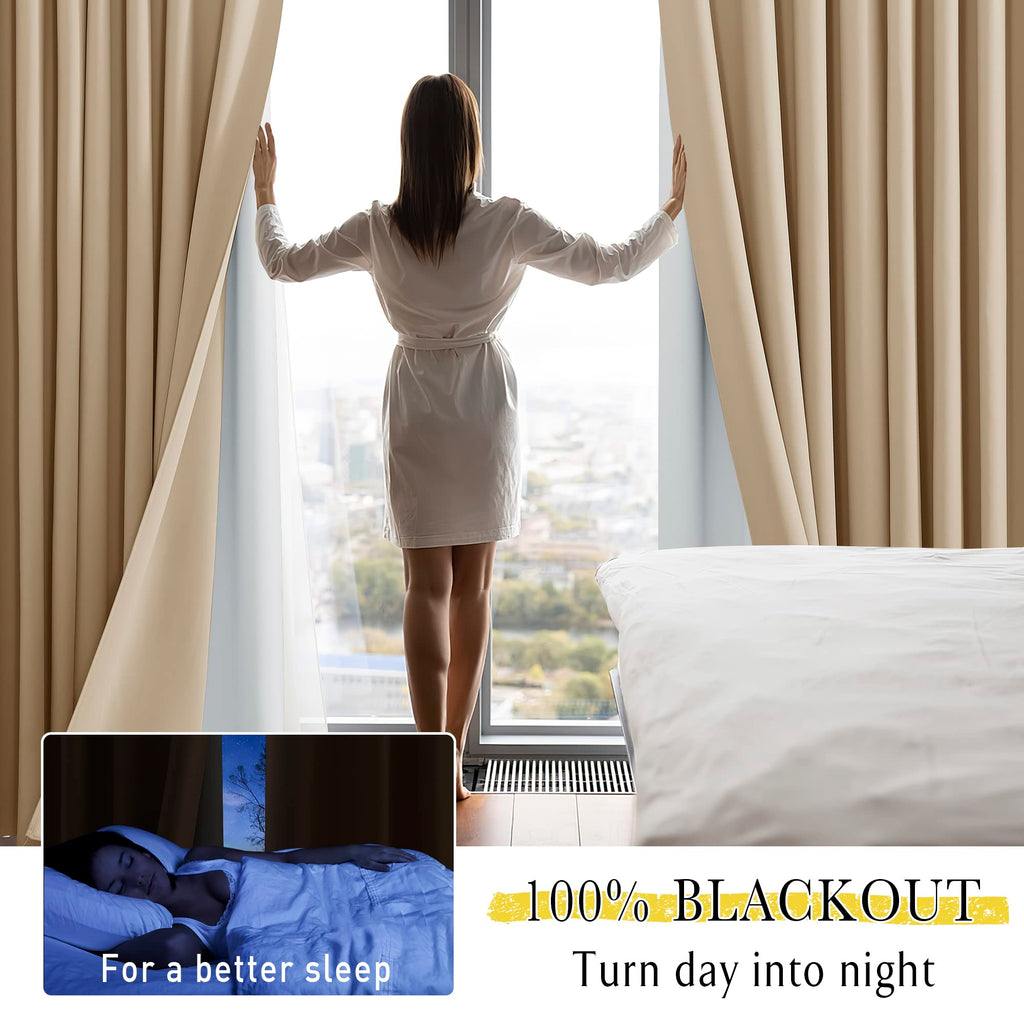 NICETOWN Blackout Curtain Liners - 34"W x 90"L, Greyish White, 2 Panels, Includes Hooks, for 95" Drapes