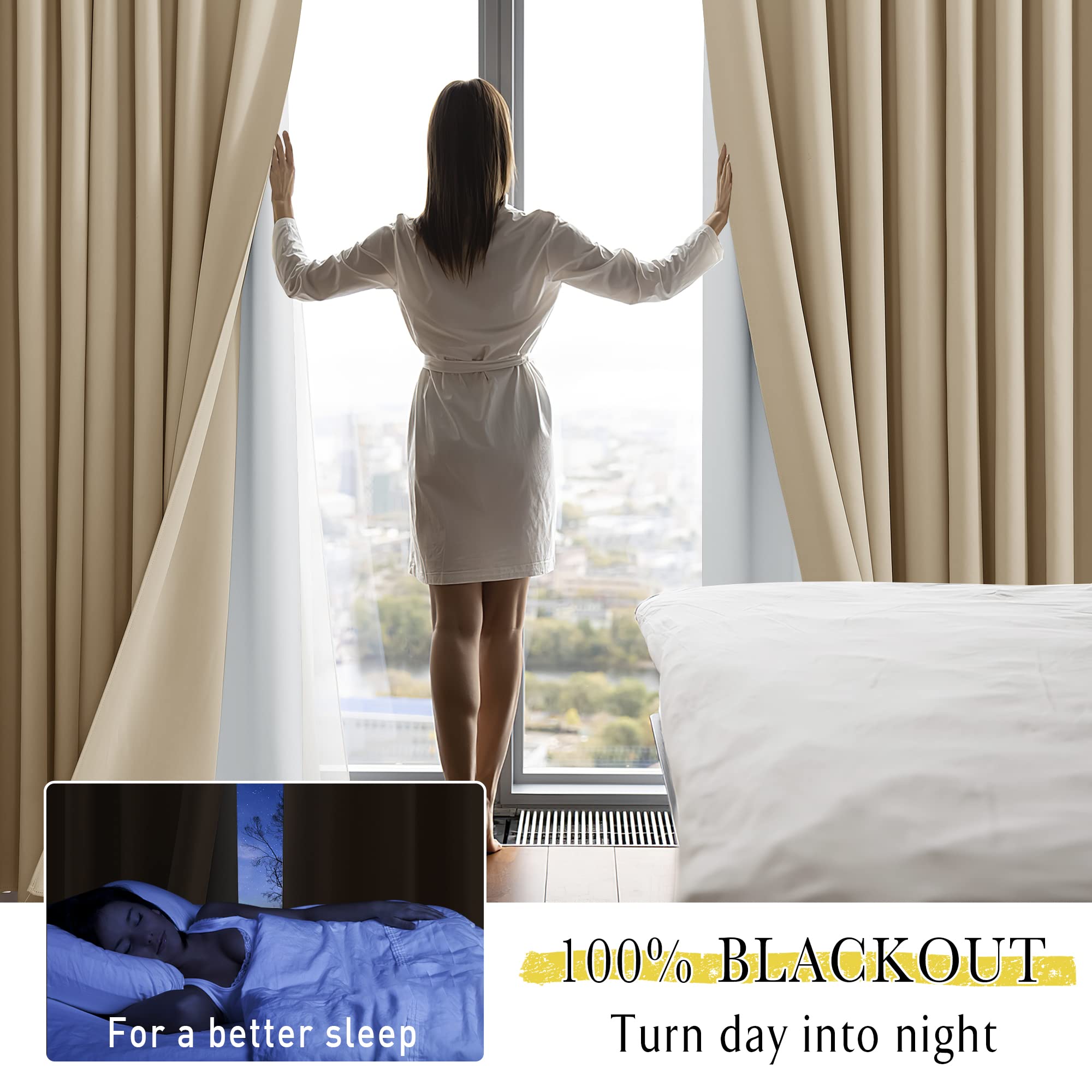 Nicetown White Curtain Liner Panels - Black Out Drapes Liners For 45 Inch Long Curtains, Thermal Insulated Curtains Liner For Wi