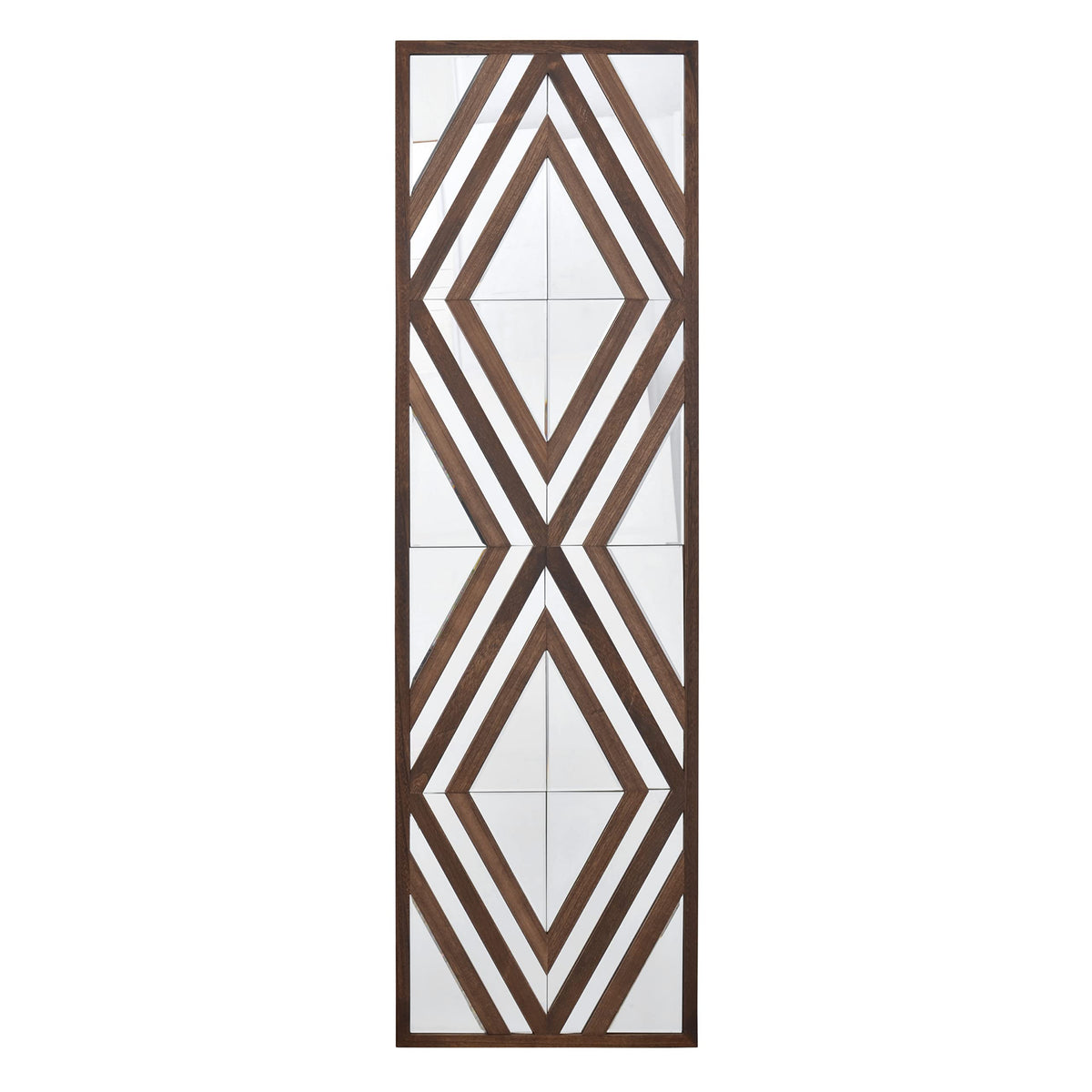 Afd Home Modern Aspen Double-Diamond Wall Accent Mirror, 72 Inches, Brown