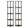Furinno Turn-N-Tube 5 Tier Corner Display Rack 2 Pack, 2-Pack, Columbia Walnut/Black