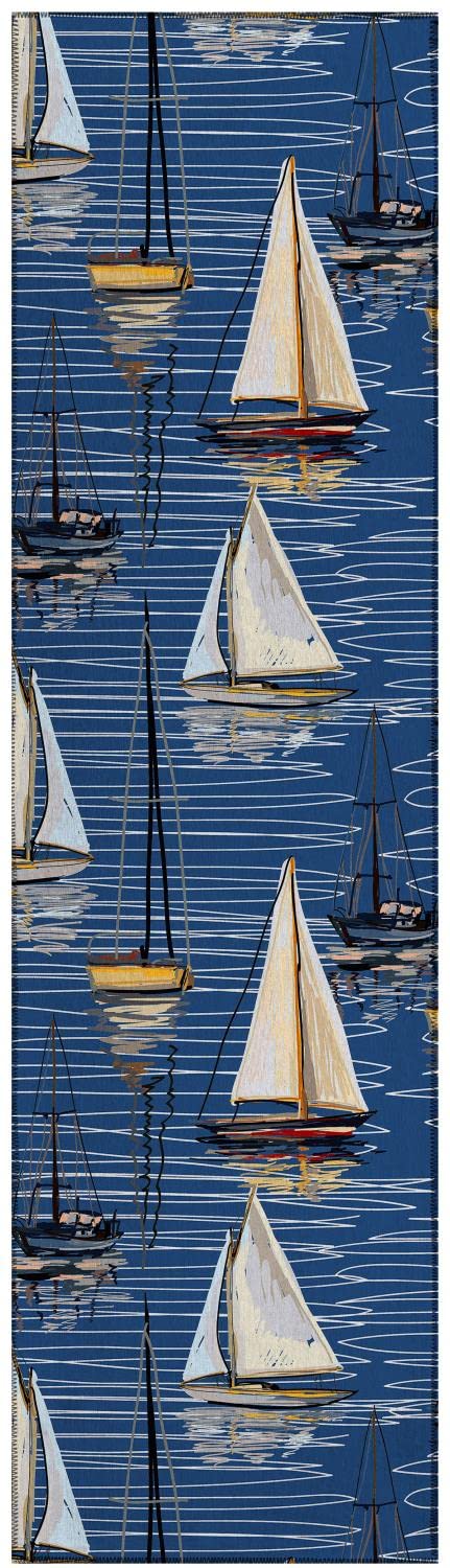 Dalyn Indoor Outdoor Harbor Ha8 Navy Washable 2'3" X 7'6" Runner Rug Ha8Na2X8