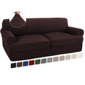 Turquoize 3 Piece T Cushion Sofa Slipcovers Sofa Cover For T Cushion Sofa Couches Stretch Couch Cover Furniture Covers With 2 Individual T Cushion Covers, Machine Washable (2 Cushion Sofa, Brown)
