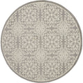 Nourison Jubilant Floral Ivory/Grey 53 x Round Area-Rug, Easy-Cleaning, Non Shedding, Bed Room, Living Room, Dining Room, Kit