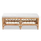 Baxton Studio Orchard Benches & Banquettes, White/Natural Brown, 48 x 18.13 x 18.25