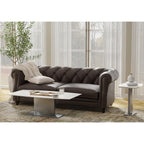 Creative Images White Marble Top Coffee Table with Stainless Steel Base White