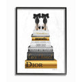 Stupell Industries Fashioner Shoes Bookstack Gold Watercolor, Design by Artist Amanda Greenwood Wall Art, 16 x 20, Black Framed