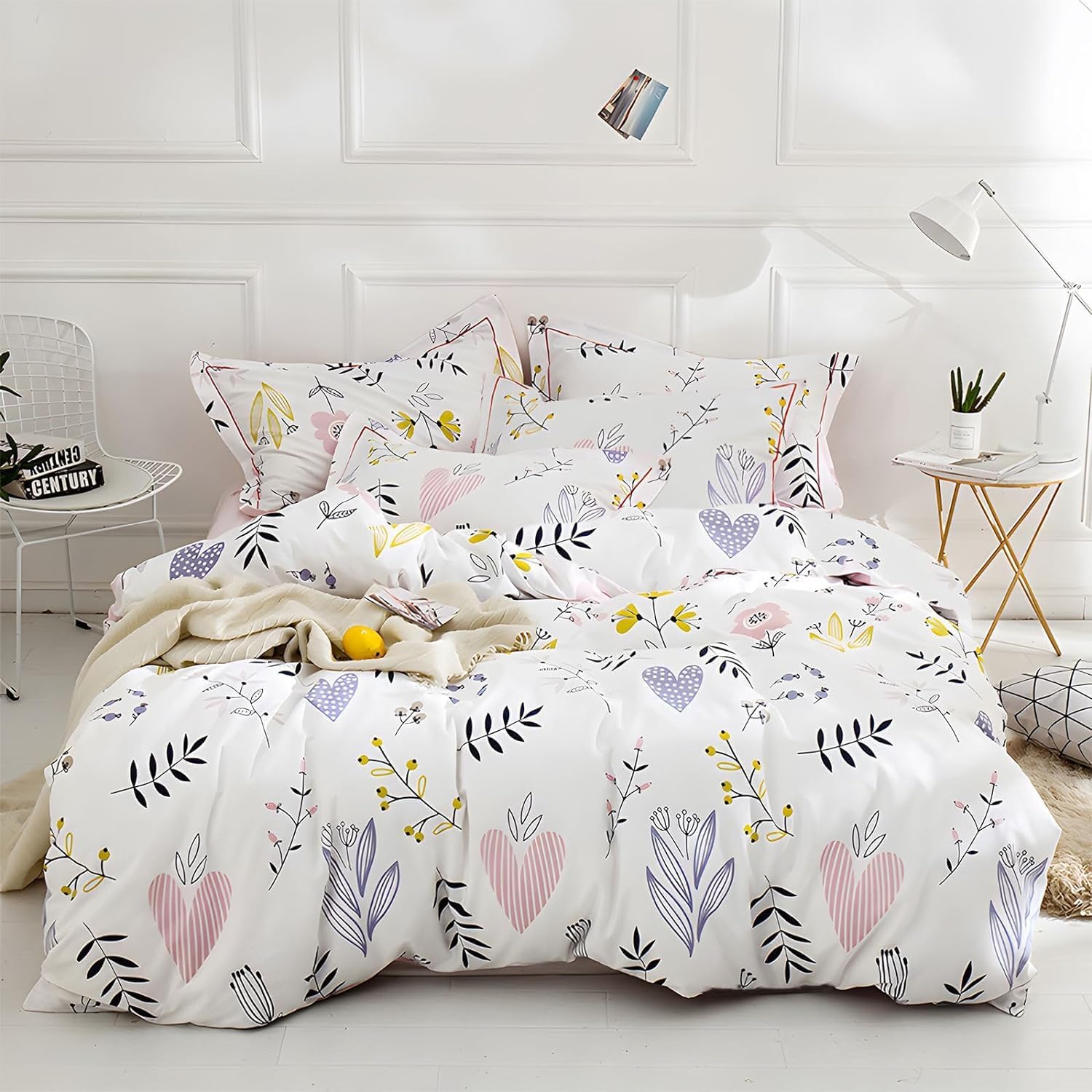 Twin Xl Comforter Set White Pink Floral Comforter Set Garden Flowers Leaves Print Floral Bedding Comforter Set 3 Pieces Lightwei