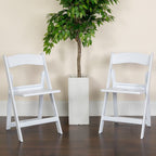 Flash Furniture HERCULES Series 1000 lb. Capacity White Resin Folding Chair with Slatted Seat