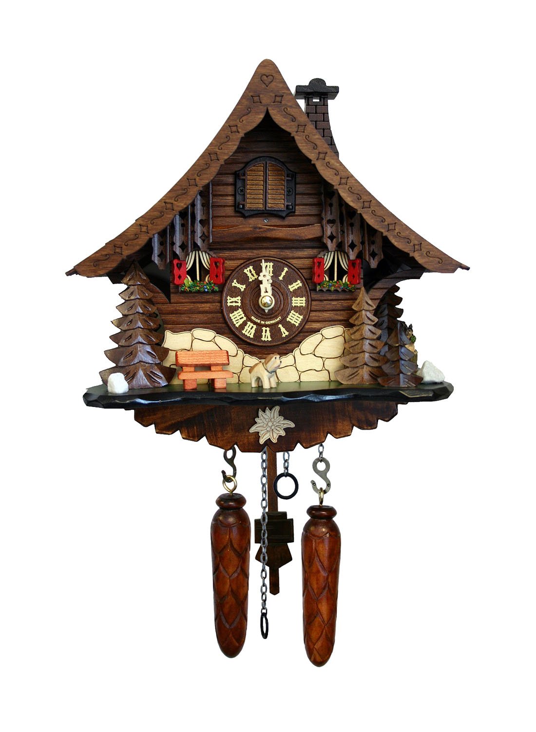 Alexander Taron 471Qm Engstler Battery-Operated Cuckoo Clock-Full Size-9.75" H X 10" W X 6.5" D, Brown