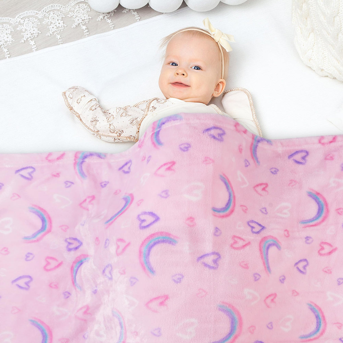 Viviland Kids Throw Blanket, Rainbow Print Blankets For Boys And Girls, Warm Lightweight Plush Throw Blanket Rainbow Fleece Thro