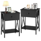 Vecelo Nightstands, Modern End Side Tables,Night Stand With Drawer &Storage Shelf For Bedroom Living Room Office Lounge, 2, Black