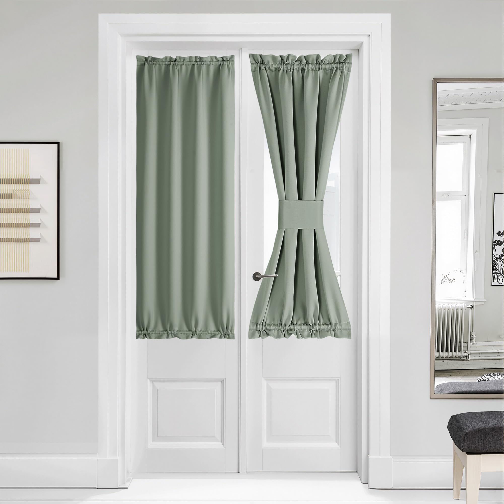 NICETOWN French Door Curtain for Door Window, Privacy Thermal Insulated Window Covering for Patio Front Sidelight Panel Christma