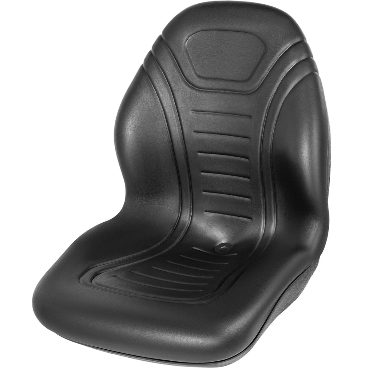 Vevor Universal Lawn Tractor Seat Replacement, Compact High Back Mower Seat, Black Vinyl Forklift Seat, Central Drain Hole Skid