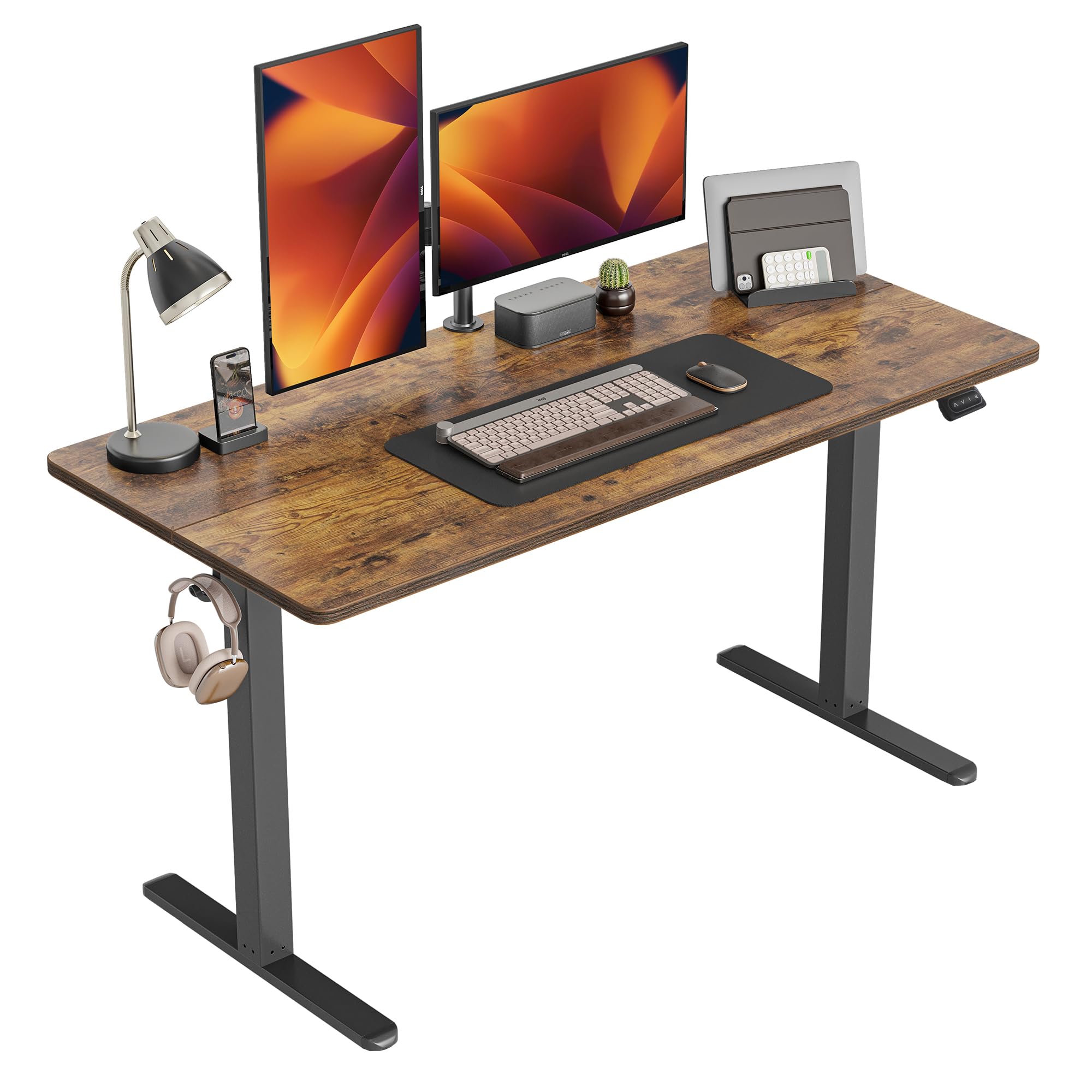 Cubicubi Electric Standing Desk, 63 X 24 Inches Height Adjustable Sit Stand Desk, Ergonomic Home Office Computer Workstation, Rusticbrown