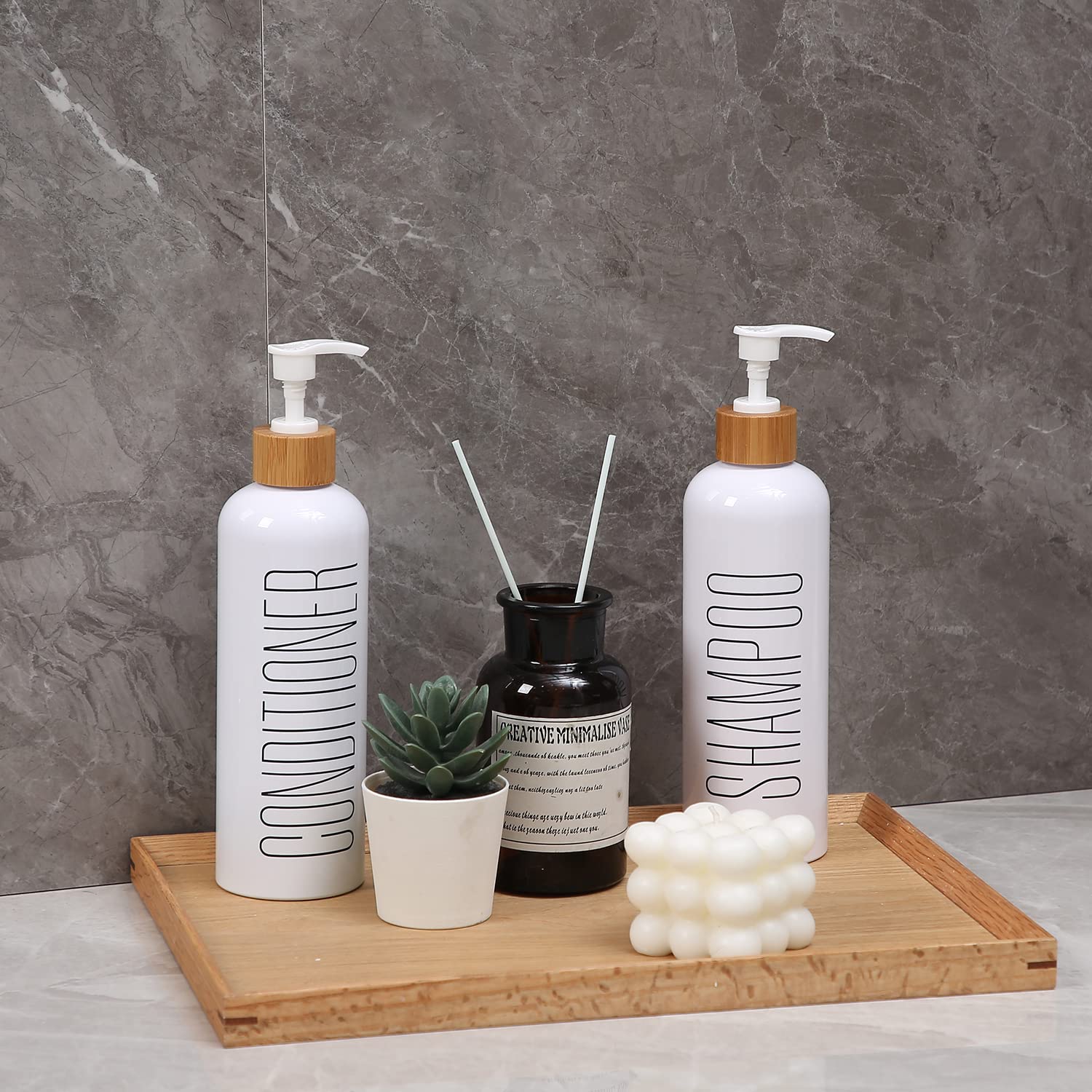 Homcdaly Shampoo And Conditioner Dispenser, 16Oz 3-Pack Refillable Shampoo And Conditioner Bottles, Empty Shampoo Bottles Refill