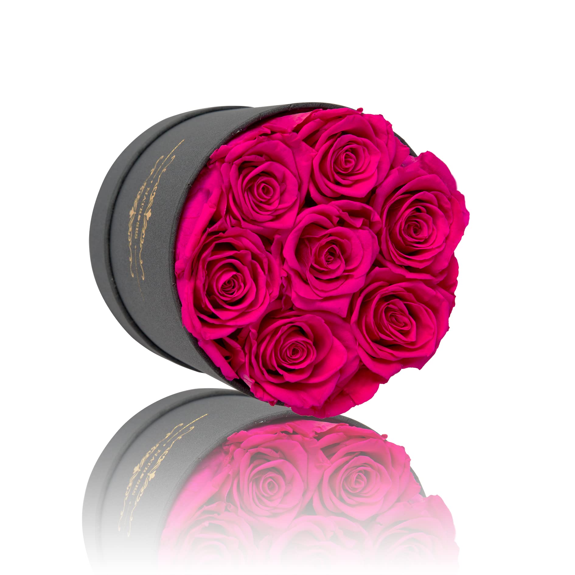 NATROSES Preserved Roses Round Box Hot Pink