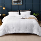 Avelom Seersucker Queen Comforter Set (90X90 Inches), 3 Pieces - 100% Soft Washed Microfiber Lightweight Comforter With 2 Pillow