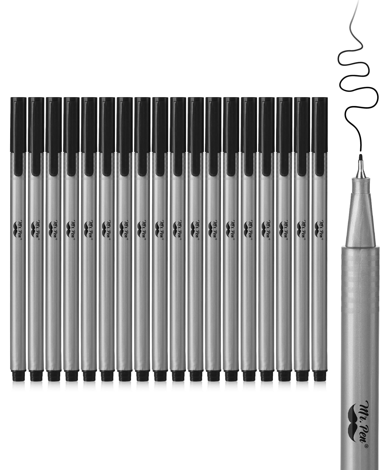 Mr. Pen- Black Fineliner Pens, 0.4Mm, 18 Pack, Black Fine Point Pens Fine Point, Fine Liners Artists, Fineliners Pens, School Su