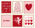 FYSUIMU 6Pcs Valentines Day Wall Art Prints Wall Decor Red-Pink Retro Love Heart Cupid Art Poster for Wedding Anniversary Galler