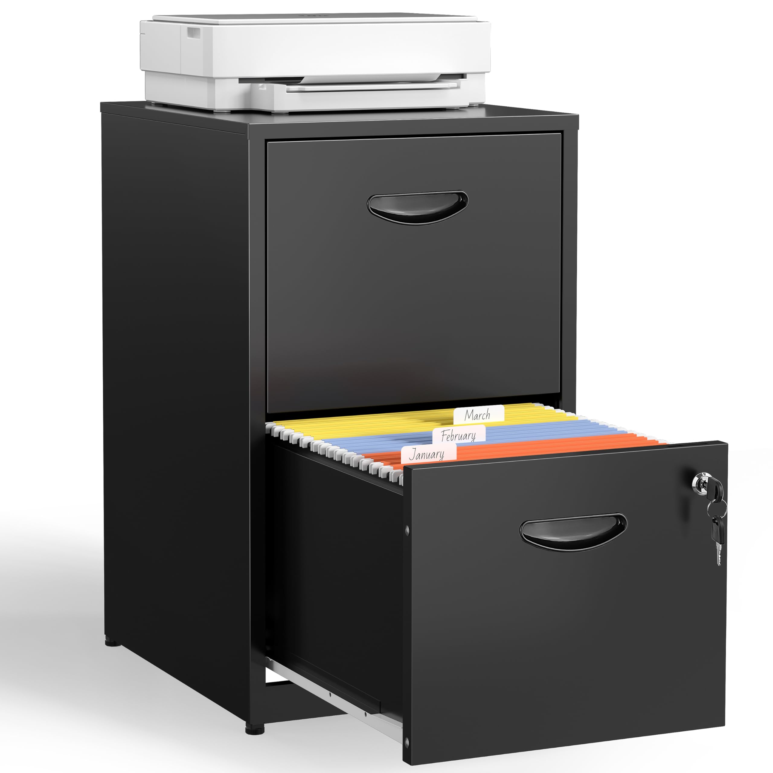 Kubohogar 2 Drawer Mobile File Cabinet With Lock, Pink Metal Filing Cabinets With Wheels, Vertical Rolling File Cabinet Fit Hang