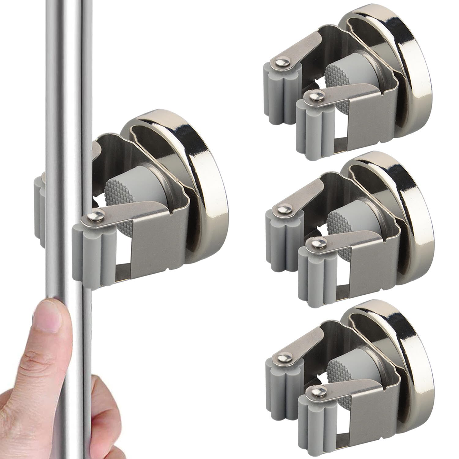 Mutuactor Heavy Duty Magnetic Broom Holders,4Pcs Strong Magnetic Mop And Broom Holder Garden Tool Storage,No Drilling Movable Cl