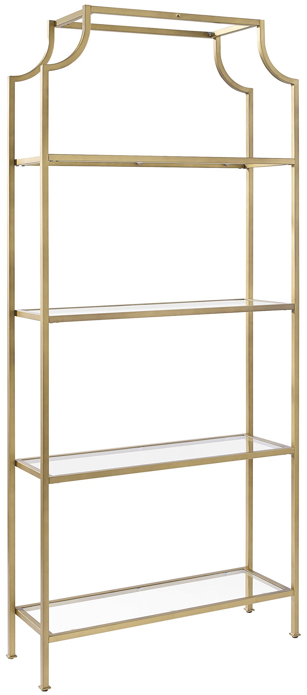 Crosley Furniture Aimee Bookshelf with Glass Shelves, Bookcase Storage, Gold and Glass
