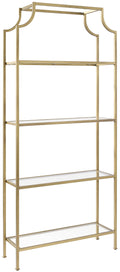 Crosley Furniture Aimee Bookshelf with Glass Shelves, Bookcase Storage, Gold and Glass