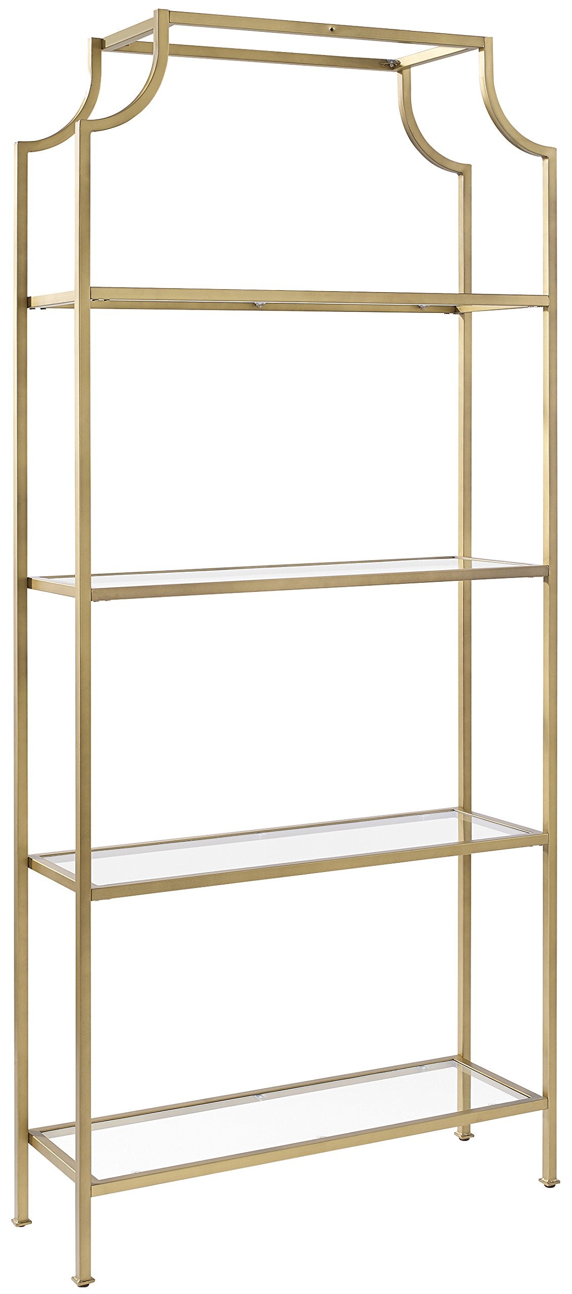 Crosley Furniture Aimee Bookshelf with Glass Shelves, Bookcase Storage, Gold and Glass