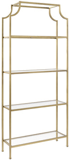 Crosley Furniture Aimee Bookshelf with Glass Shelves, Bookcase Storage, Gold and Glass
